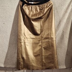 Bagatelle Gold 100% Leather Pencil Skirt
